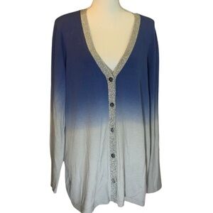 NWT Chico’s Ombré Shine Peyton Cardigan Sweater, Nikki blue, 3/XL/16, mature